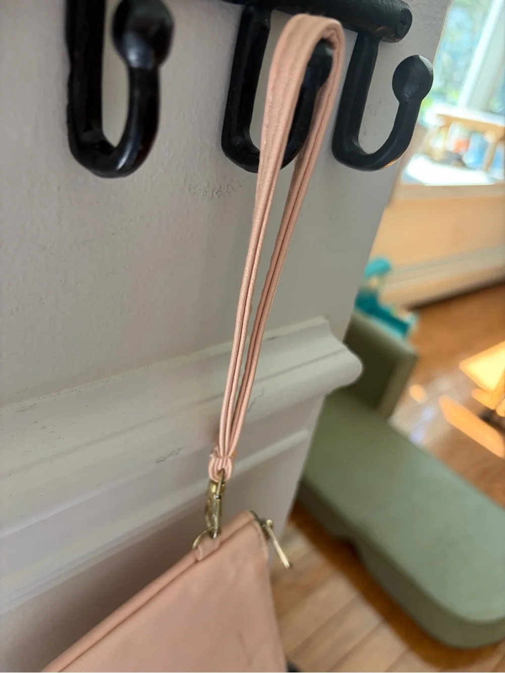 Adrienne Vittadini Blush Wristlet Clutch Vegan Leather Charging Port Included
